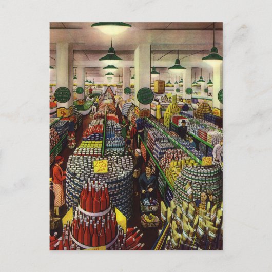 Klassieke supermarkt voor business, eten en drinke briefkaart (Voorkant)