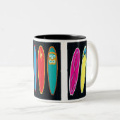 Klassieke surfplanken tweekleurige koffiemok (Voorkant rechts)