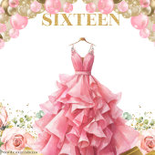 Klassieke Sweet 16 Party Banner Blush Gold Tiara Wandkleed