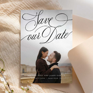 Klassieke Swooping Kalligrafie Save The Date