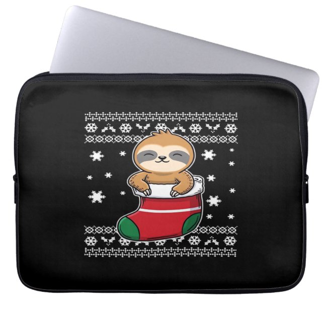 Klassieke T-Shirt met kerstsleuf Laptop Sleeve (Voorkant)