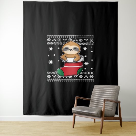 Klassieke T-Shirt met kerstsleuf Wandkleed (In situ)