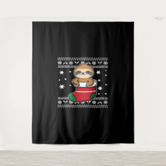 Klassieke T-Shirt met kerstsleuf Wandkleed