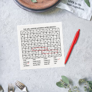 Klassieke tabelgame Word-zoekweddenschap Servet