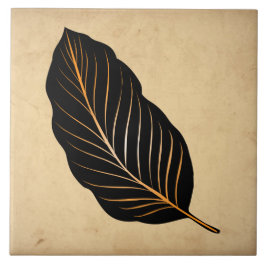 Klassieke Tan Beige Brown Gold Foil Leaf Tegeltje