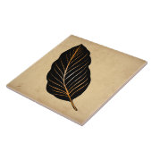 Klassieke Tan Beige Brown Gold Foil Leaf Tegeltje (Zijkant)