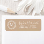 Klassieke Tan White Monogram Return Address Label (Insitu)