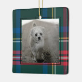 Klassieke tartan met kerstfoto's keramisch orna ornament (Links)