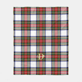 Klassieke Tartan Patroon Monogram Naam Kerstmis Fleece Deken