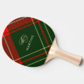 Klassieke Tartan Plaid Gepersonaliseerde Kerst Tafeltennisbatje (Zijkant)