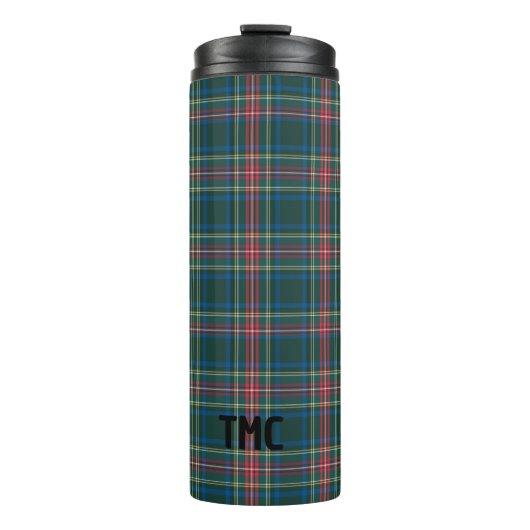 Klassieke Tartan Plaid INITIALEN Feestelijke Vakan Thermosbeker (Voorkant)