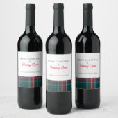 Klassieke Tartan Plaid Kerstvakantie Cheer NAAM Wijn Etiket (Flessen)