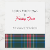 Klassieke Tartan Plaid Kerstvakantie Cheer NAAM Wijn Etiket (Enkel label)