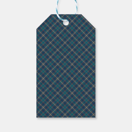 Klassieke Tartan Plaid Monogram Krans Kerstmis Cadeaulabel (Achterkant)