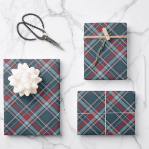 Klassieke Tartan Pset Red Blauwgroen kerst Inpakpapier Vel