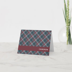 Klassieke Tartan Pset Red Blauwgroen kerstnaam Notitiekaartje