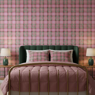 Klassieke Tartan Roze Groen ID768 Behang