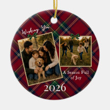Klassieke Tartan Schotse Ruit 2 Foto Kerst Ornamen