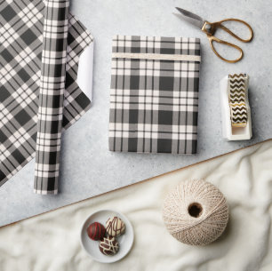 Klassieke tartan zwart-wit cadeaupapier