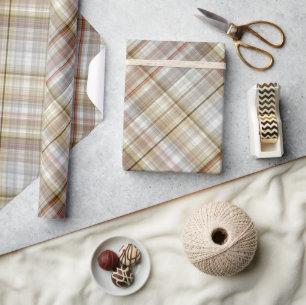 Klassieke Taupe Beige Brown Grey Gingham Cadeaupapier
