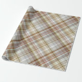 Klassieke Taupe Beige Brown Grey Gingham Cadeaupapier (Uitgerold)