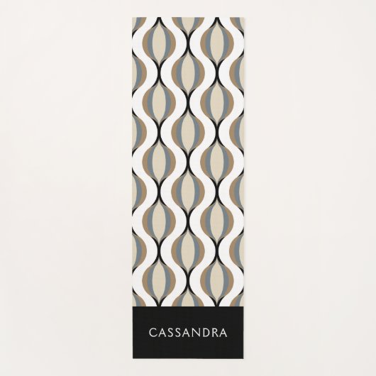 Klassieke Taupe Beige Tan Grijs Wit Zwart Art Wave Yogamat (Voorkant)