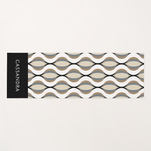Klassieke Taupe Beige Tan Grijs Wit Zwart Art Wave Yogamat (Voorkant (horizontaal))