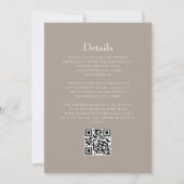 Klassieke Taupe Monogram Wapenschild QR Code Trouw Kaart (Achterkant)