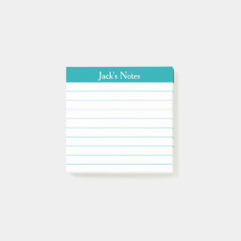 Klassieke Teal Gelinieerde Gepersonaliseerde Easy Post-it® Notes
