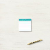 Klassieke Teal Gelinieerde Gepersonaliseerde Easy  Post-it® Notes (Op bureau)