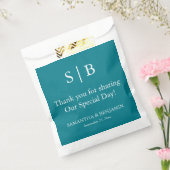 Klassieke Teal Monogram Bruiloft Favor Zak Bedankzakje (Gezegeld)