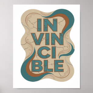 Klassieke Teal ONOVERWINNELIJKE 3D-tekstkunst Poster
