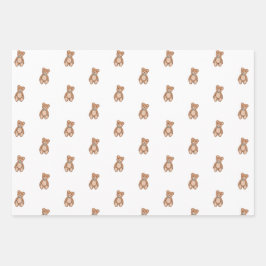 Klassieke Teddy Bear Blue Bow Baby shower Inpakpapier Vel