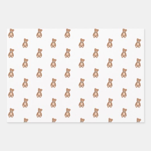 Klassieke Teddy Bear Blue Bow Baby shower Inpakpapier Vel (Voorkant)