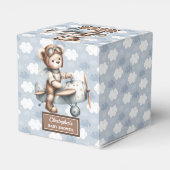 Klassieke Teddy Bear Pilot Blue Baby Favoriet Box Bedankdoosjes (Achterkant)