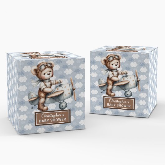 Klassieke Teddy Bear Pilot Blue Baby Favoriet Box Bedankdoosjes