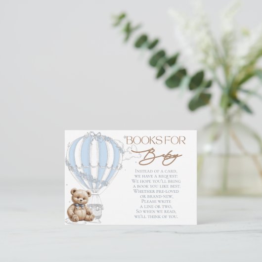 Klassieke Teddy Bear Toile Balloon Boeken voor Bab Informatiekaartje (Staand voorkant)