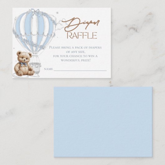 Klassieke Teddy Bear Toile Balloon Luier Raffle Informatiekaartje (Voorkant / Achterkant)