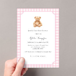 Klassieke teddybeer babyshower acryl uitnodiging v