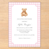 Klassieke teddybeer babyshower acryl uitnodiging v (Voorkant)