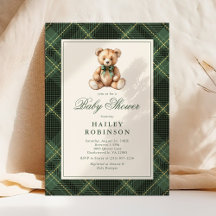 Klassieke teddybeer babyshower met vintage groene 