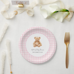 Klassieke teddybeer babyshower papieren bord