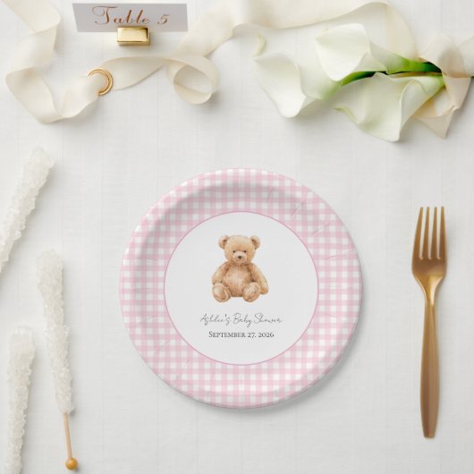 Klassieke teddybeer babyshower papieren bord (Huwelijk)