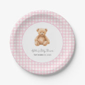 Klassieke teddybeer babyshower papieren bord (Voorkant)
