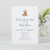 Klassieke teddybeer babyshower uitnodiging (Staand voorkant)