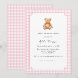 Klassieke teddybeer babyshower uitnodiging in prep
