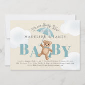 Klassieke Teddybeer Beige Bearly Wait Baby shower Kaart (Voorkant)