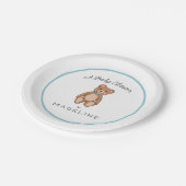Klassieke Teddybeer Blauw Wit Baby shower Papieren Bordje (Gekanteld)