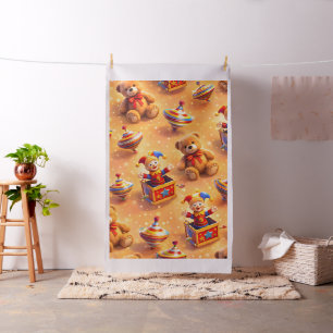 Klassieke teddybeer en vintage speelgoedpatroon wa stof