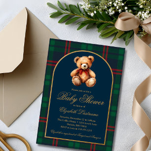Klassieke Teddybeer Marine Schotse Ruit Preppy Bab Kaart